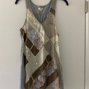 Anthropologie Top with sequin and lace detail